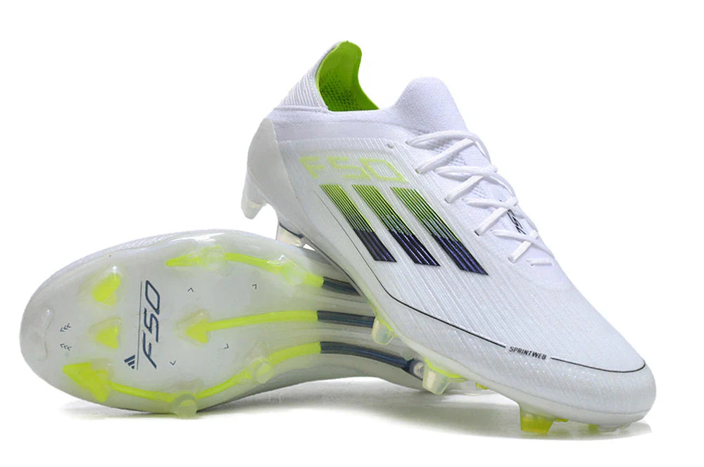 Chuteira Adidas F50 FG (Branca e Amarela)