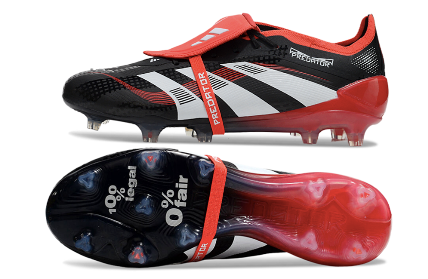 Chuteira Adidas 25 Predator Elite Tongue FG (Preta e Vermelha)