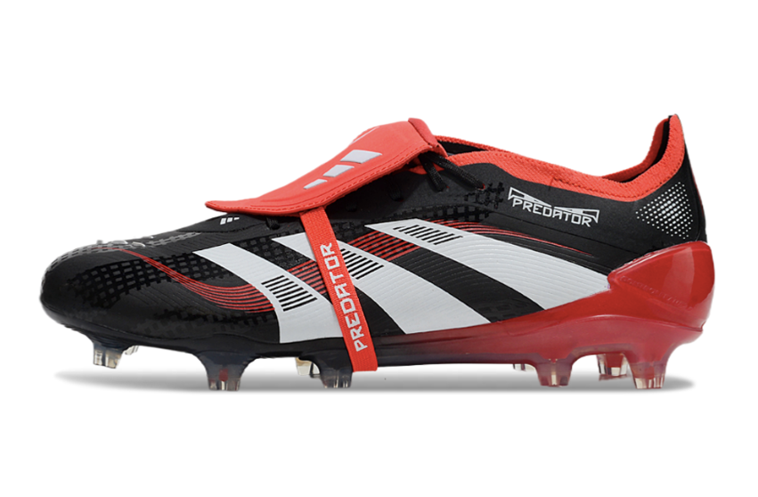 Chuteira Adidas 25 Predator Elite Tongue FG (Preta e Vermelha)