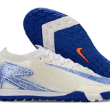 Chuteira Society Nike Air Zoom Mercurial Vapor 16 Elite TF - Branca e Azul