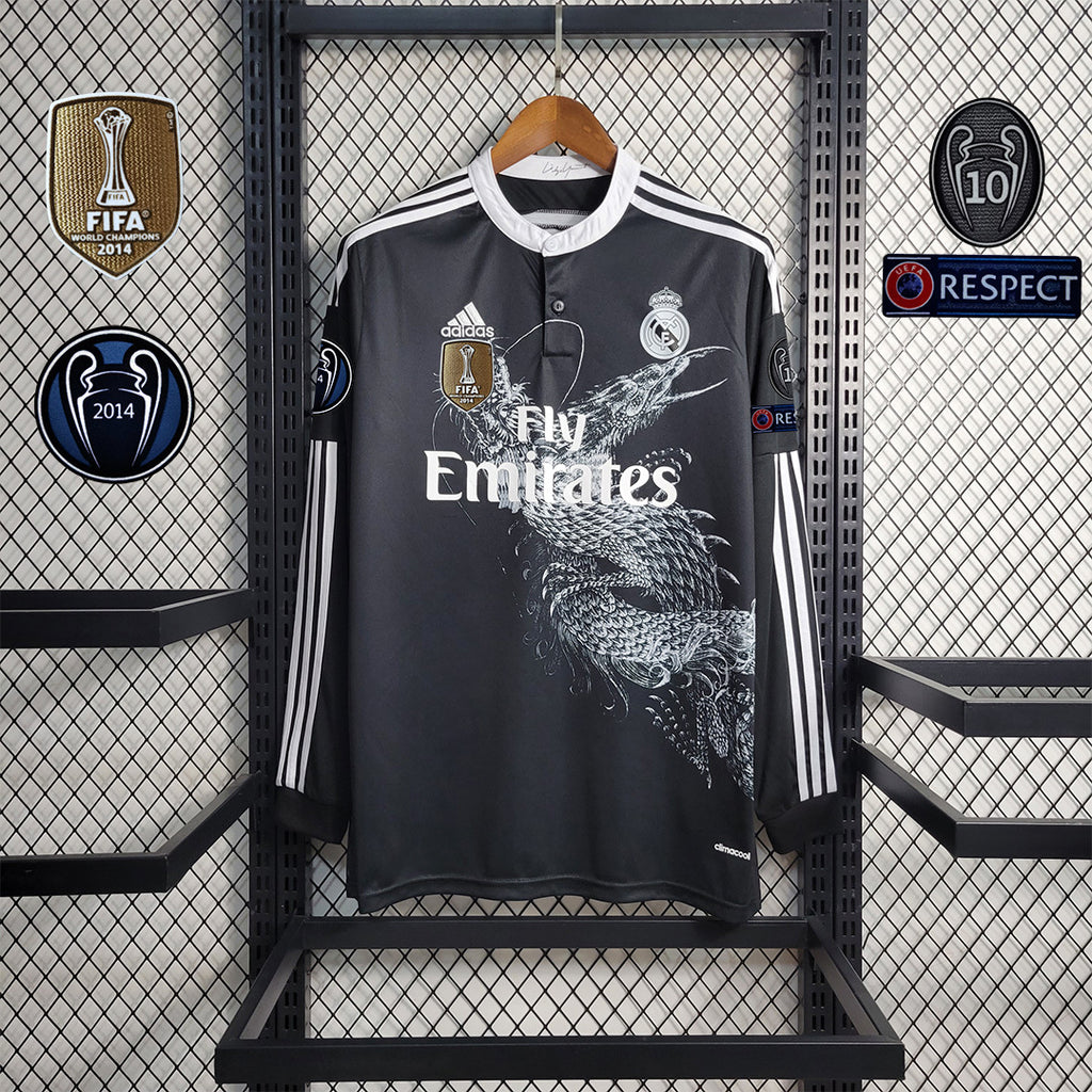 Camisa Real Madrid 14/15 Third (Todos os Patches) - (Retrô) Manga Longa