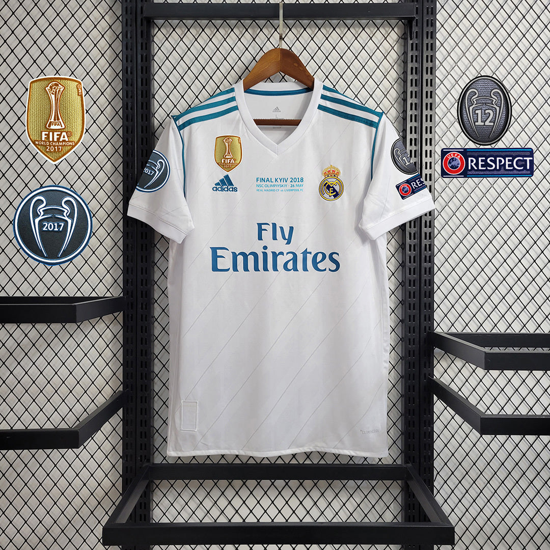 Camisa Real Madrid 17/18 Home (Todos os Patches) - (Retrô)