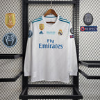 Camisa Real Madrid 17/18 Home (Todos os Patches) - (Retrô) Manga Longa