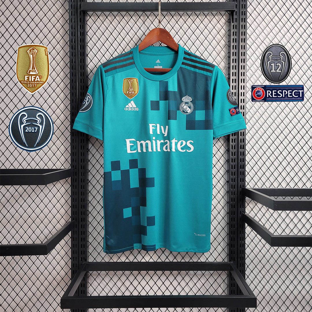 Camisa Real Madrid 17/18 Third (Todos os Patches) - (Retrô)