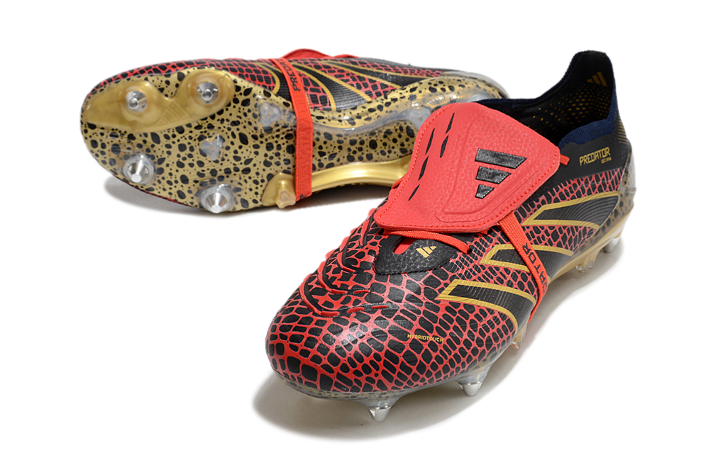Adidas Predator Elite Fold-Over Tongue SG - Preta, Dourada e Vermelha