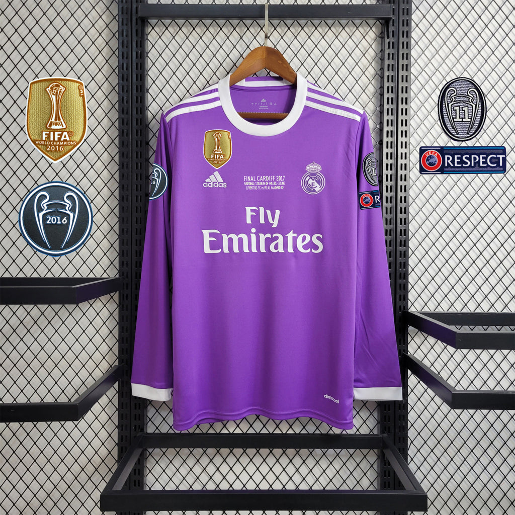 Camisa Real Madrid 16/17 Away (Final Champions League) (Todos os Patches) - (Retrô) Manga Longa