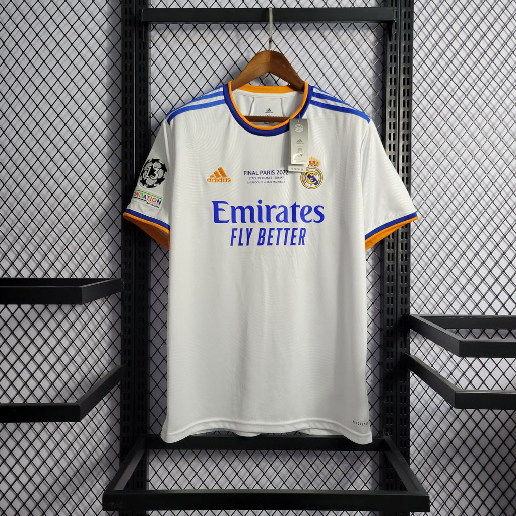 Camisa Real Madrid 21/22 Home (Final Champions League) (Com Patches) - (Retrô)