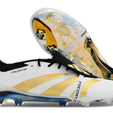 Chuteira Adidas Predator Elite Tongue FG - Branca e Dourada