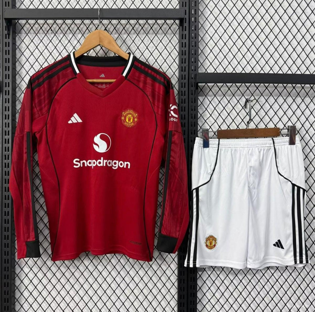 Kit Manchester United 25/26 Home - (Torcedor) Manga Longa