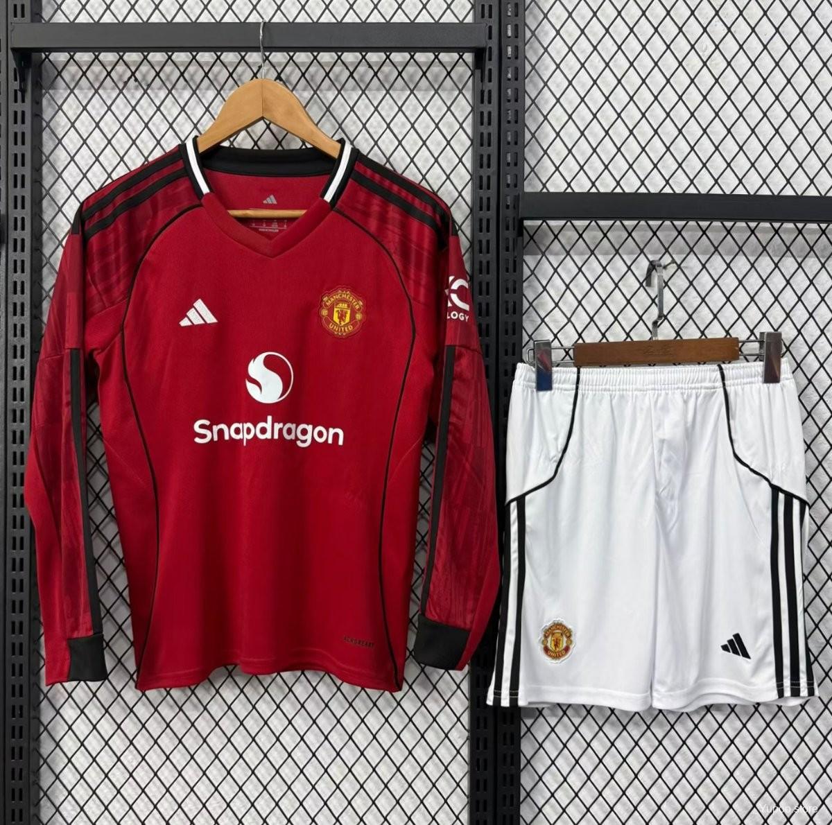 Kit Manchester United 25/26 Home - (Torcedor) Manga Longa