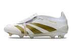 Chuteira Adidas Predator Elite Tongue FG - Branca e Dourada