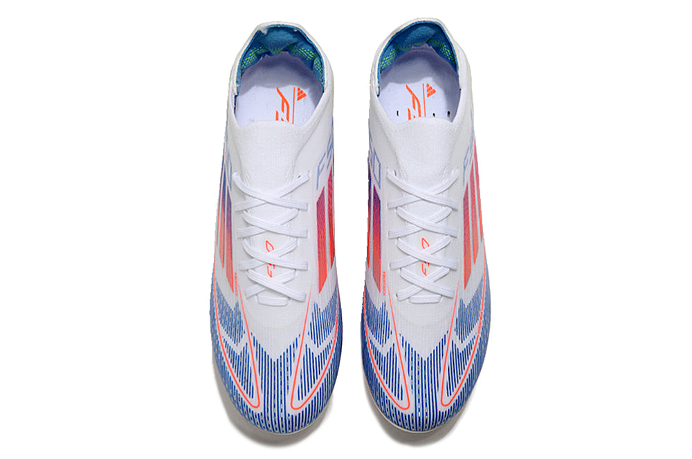 Chuteira Adidas F50 FG (Branca e Azul)