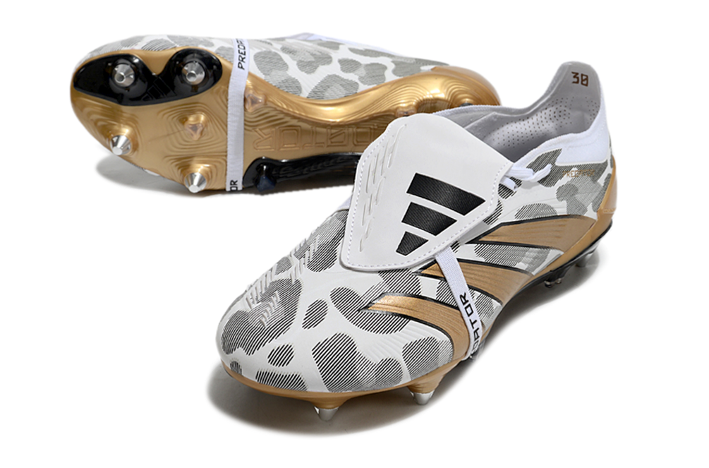 Adidas Predator Elite Fold-Over Tongue SG - Branca, Dourada e Preta