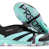Chuteira Adidas Predator Elite Tongue FG - Preta e Ciano