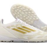 Chuteira Society Adidas F50.1 TF - Branca e Dourada