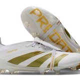 Chuteira Adidas Predator Elite Tongue FG - Branca e Dourada