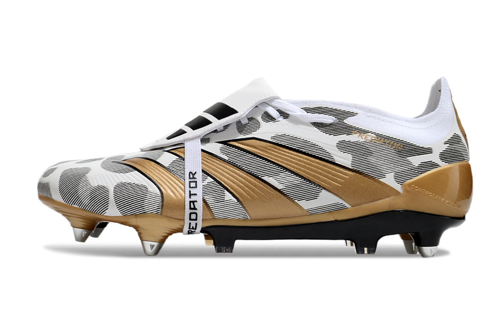 Adidas Predator Elite Fold-Over Tongue SG - Branca, Dourada e Preta
