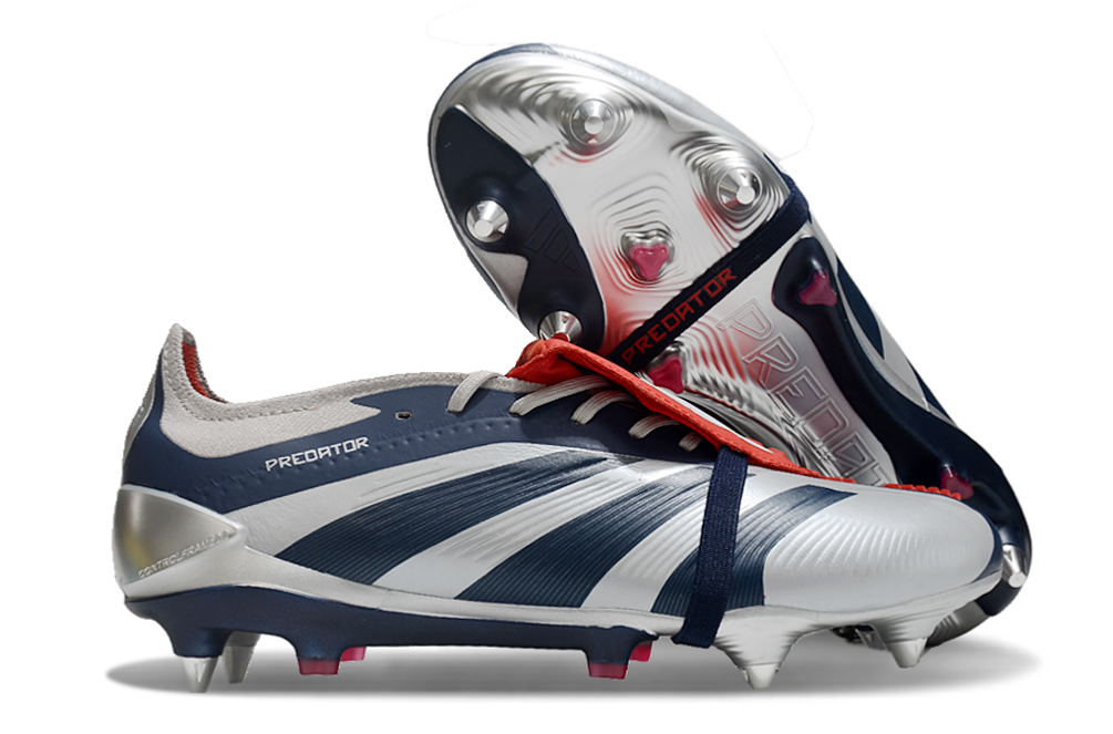 Adidas Predator Elite Fold-Over Tongue SG - Prata, Azul e Vermelha