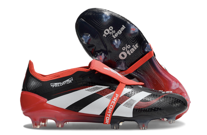 Chuteira Adidas 25 Predator Elite Tongue FG (Preta e Vermelha)