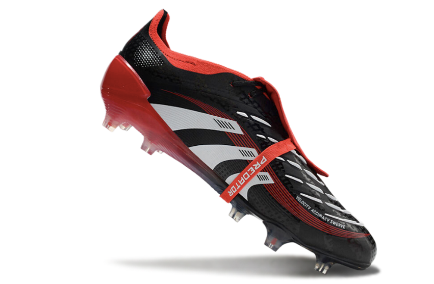 Chuteira Adidas 25 Predator Elite Tongue FG (Preta e Vermelha)