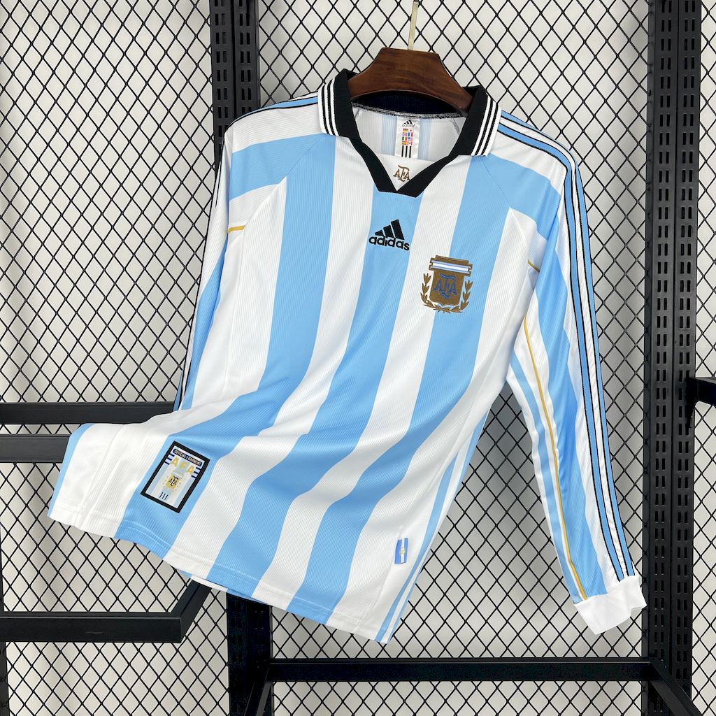 Camisa Argentina 1998 Home - (Retrô) Manga Longa