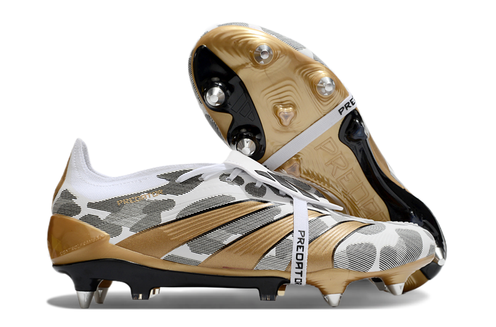 Adidas Predator Elite Fold-Over Tongue SG - Branca, Dourada e Preta