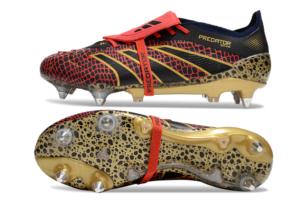Adidas Predator Elite Fold-Over Tongue SG - Preta, Dourada e Vermelha