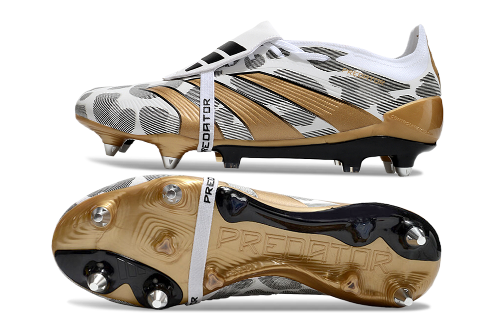 Adidas Predator Elite Fold-Over Tongue SG - Branca, Dourada e Preta