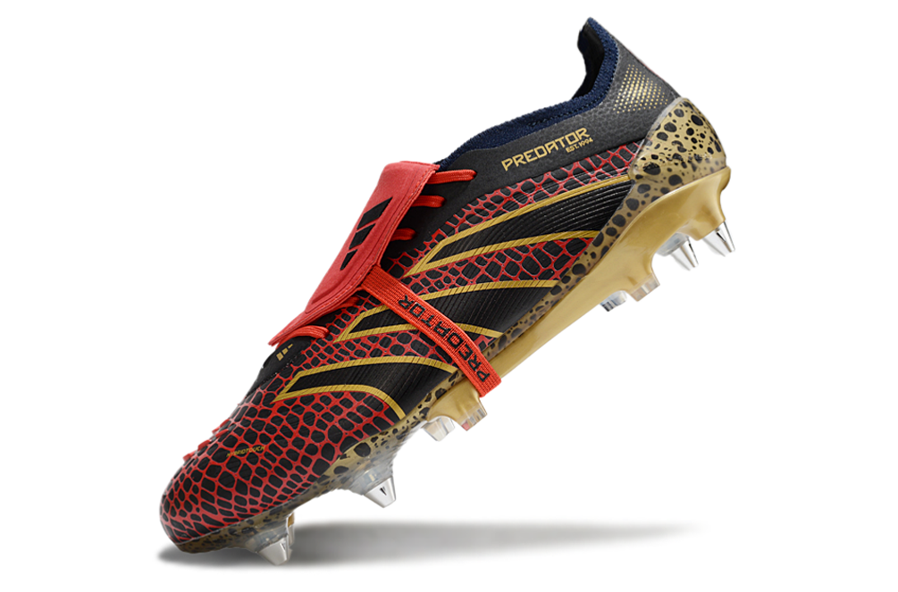 Adidas Predator Elite Fold-Over Tongue SG - Preta, Dourada e Vermelha