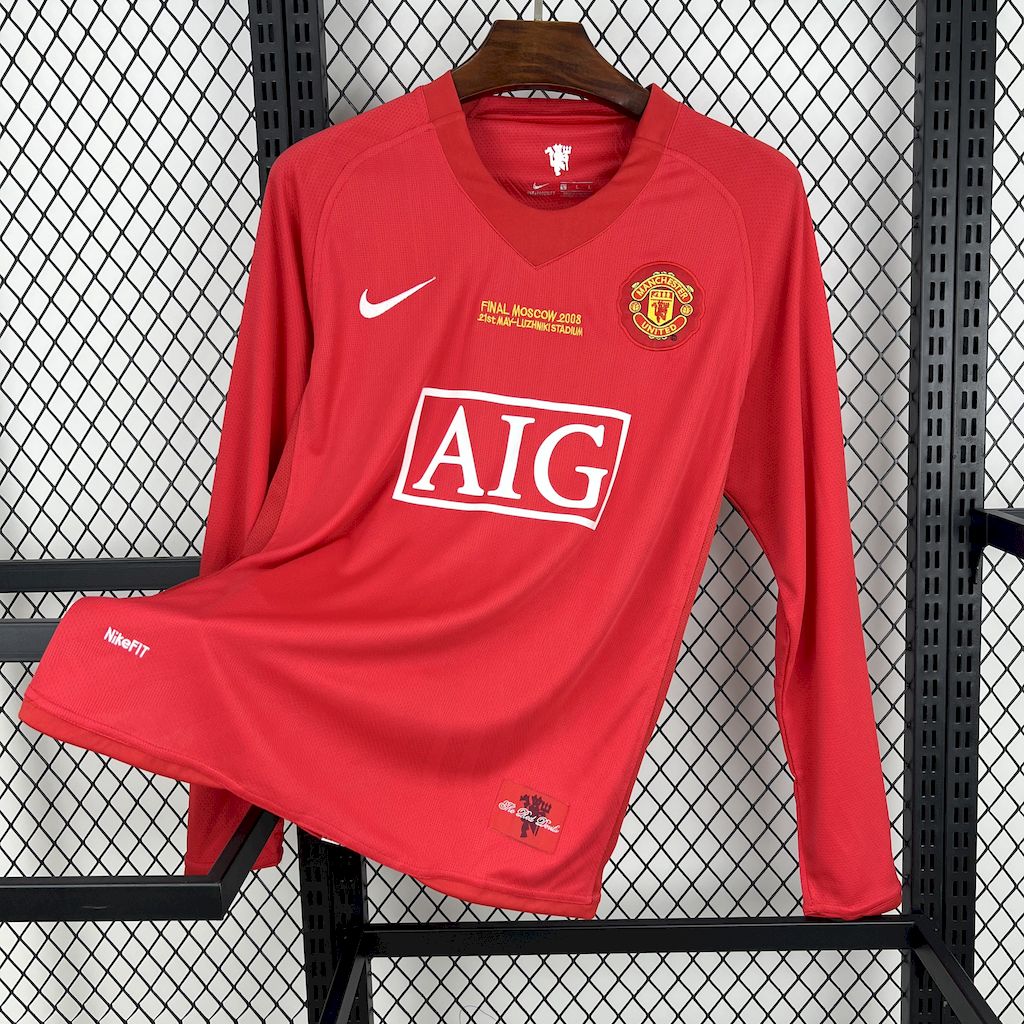 Camisa Manchester United Titular 07/08 - Versão (Retrô) Manga Comprida