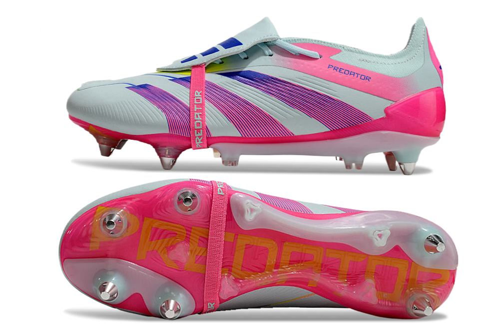 Adidas Predator Elite Fold-Over Tongue SG - Branca, Rosa e Roxa