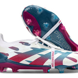 Chuteira Adidas Predator Elite Tongue FG - Branca, Rosa e Azul
