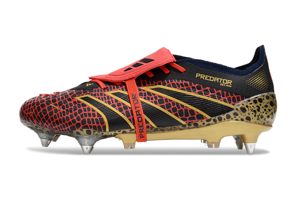 Adidas Predator Elite Fold-Over Tongue SG - Preta, Dourada e Vermelha