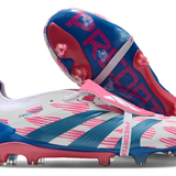 Chuteira Adidas Predator Elite Tongue FG - Branca, Azul e Rosa