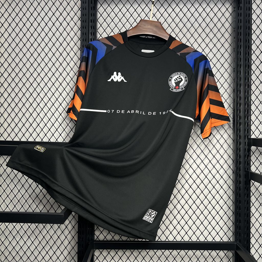 Camisa Vasco Da Gama Warm-up Black 24/25 - Kappa (Torcedor) Masculina
