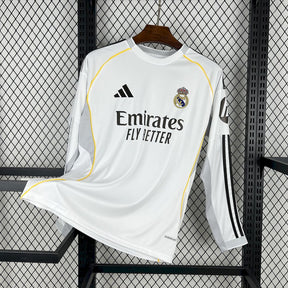 Camisa Real Madrid Home Manga Longa 25/26 - (Torcedor) Masculina